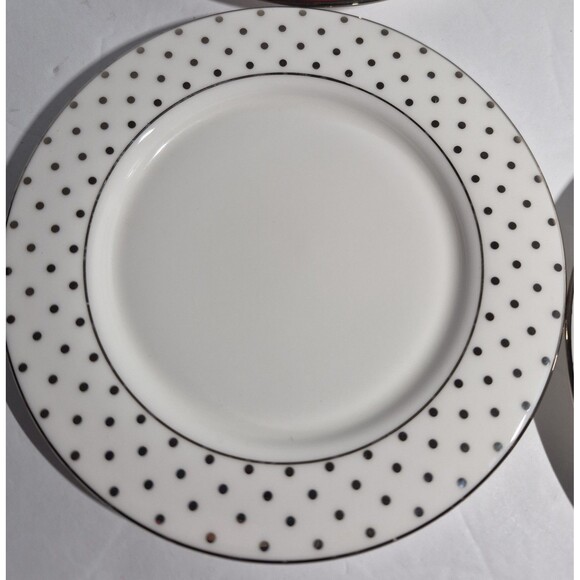 6 Kate Spade Lenox Polka Dot  3 Red And 3 Platinum  Appetizer Plates 5.75" - Picture 13 of 16